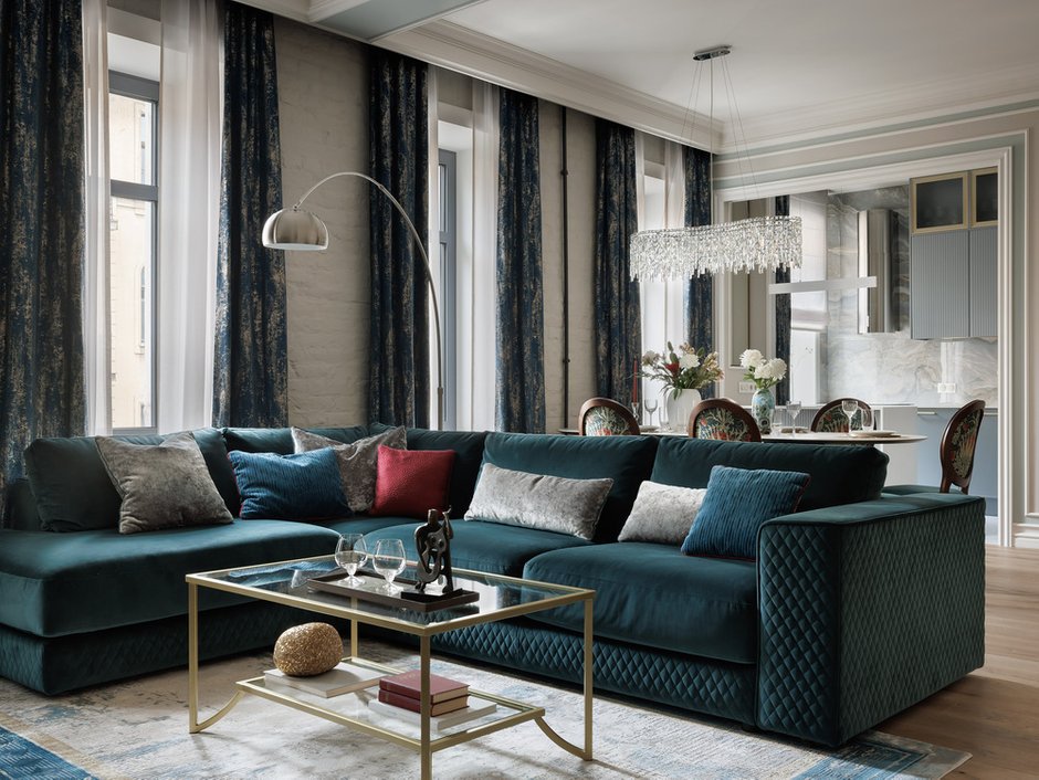 Фото: Гостиная в стиле Классика, Модерн, Квартира, Проект дня, Санкт-Петербург, Кирпичный дом, Более 90 метров, модерн с элементами классики и роскоши, Наталья Шмидт – фото на INMYROOM