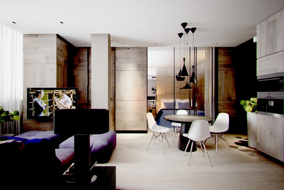 Фотография: Гостиная в стиле Лофт, Малогабаритная квартира, Квартира, Дома и квартиры – фото на INMYROOM