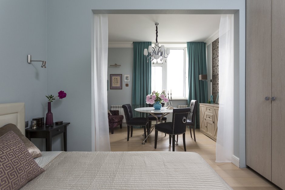 Фотография: Спальня в стиле Эклектика, Современный, Квартира, Проект недели, Москва, Евгений Кулибаба, Монолитный дом, 2 комнаты, 40-60 метров, Мария Черкасова – фото на INMYROOM