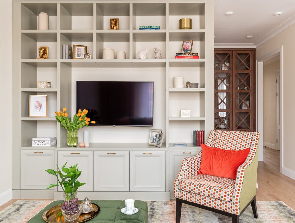 Фотография: Гостиная в стиле Современный, Квартира, Проект недели, Новая Москва, 3 комнаты, Более 90 метров, Наталья Широкорад – фото на INMYROOM