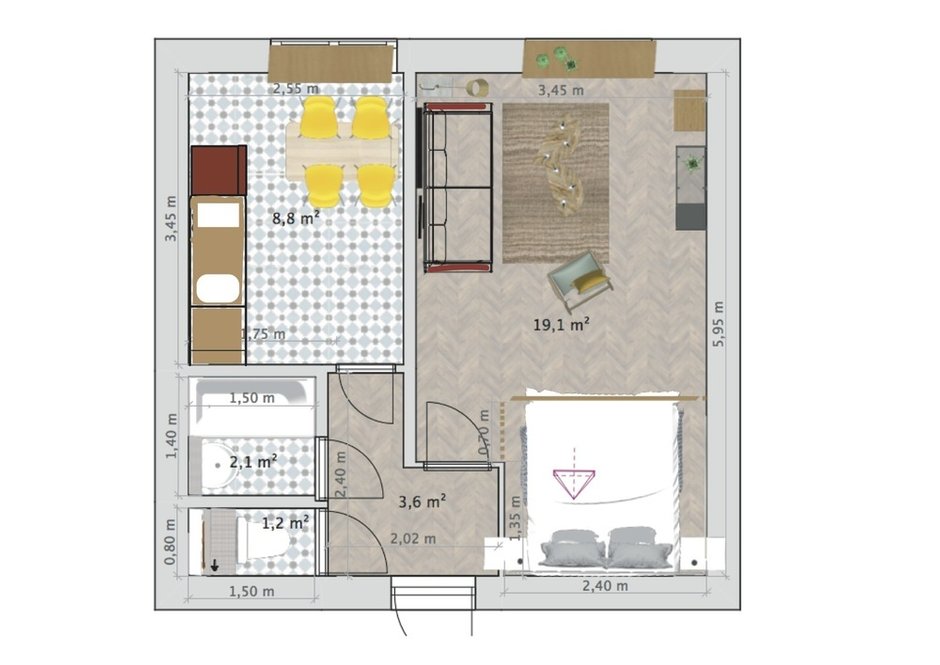 Фотография: Планировки в стиле , Эклектика, Квартира, Проект недели, Санкт-Петербург, 1 комната, до 40 метров, Екатерина Белоконь – фото на INMYROOM