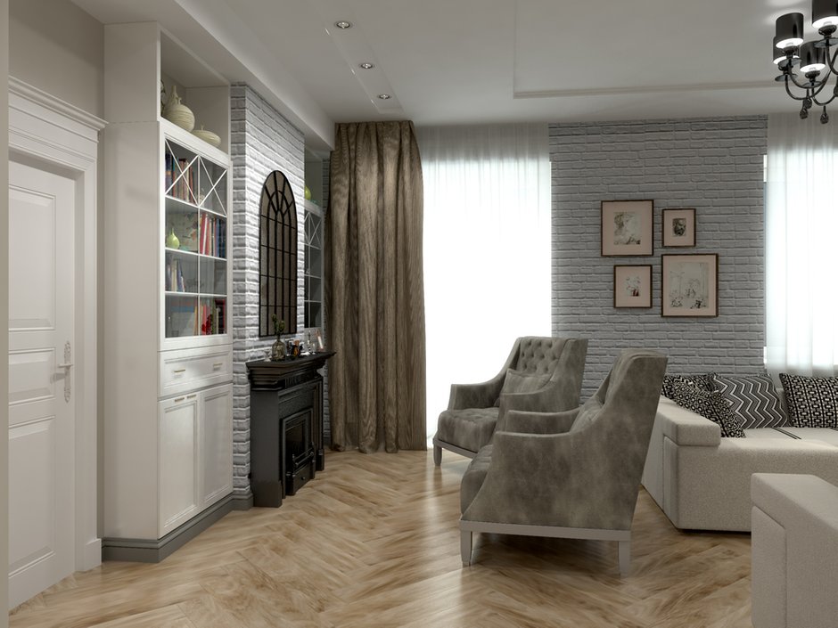 Фотография: Гостиная в стиле Прованс и Кантри, Классический, Современный, Квартира, Проект недели, Москва, Сталинка, Марина Бочарова, 4 и больше, Более 90 метров – фото на INMYROOM