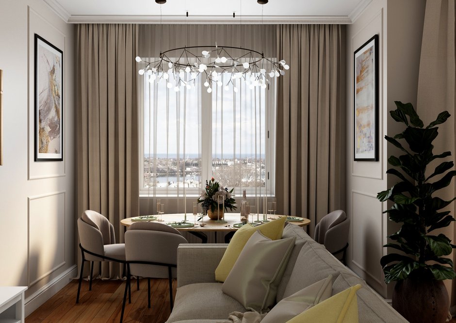 Фотография: Кухня и столовая в стиле Современный, Квартира, Проект дня, Бежевый, Неоклассика, интерьер в стиле современной классики, Тверской район, бежевый интерьер, 3 комнаты, Более 90 метров, Тверская область, Дарья Титова – фото на INMYROOM