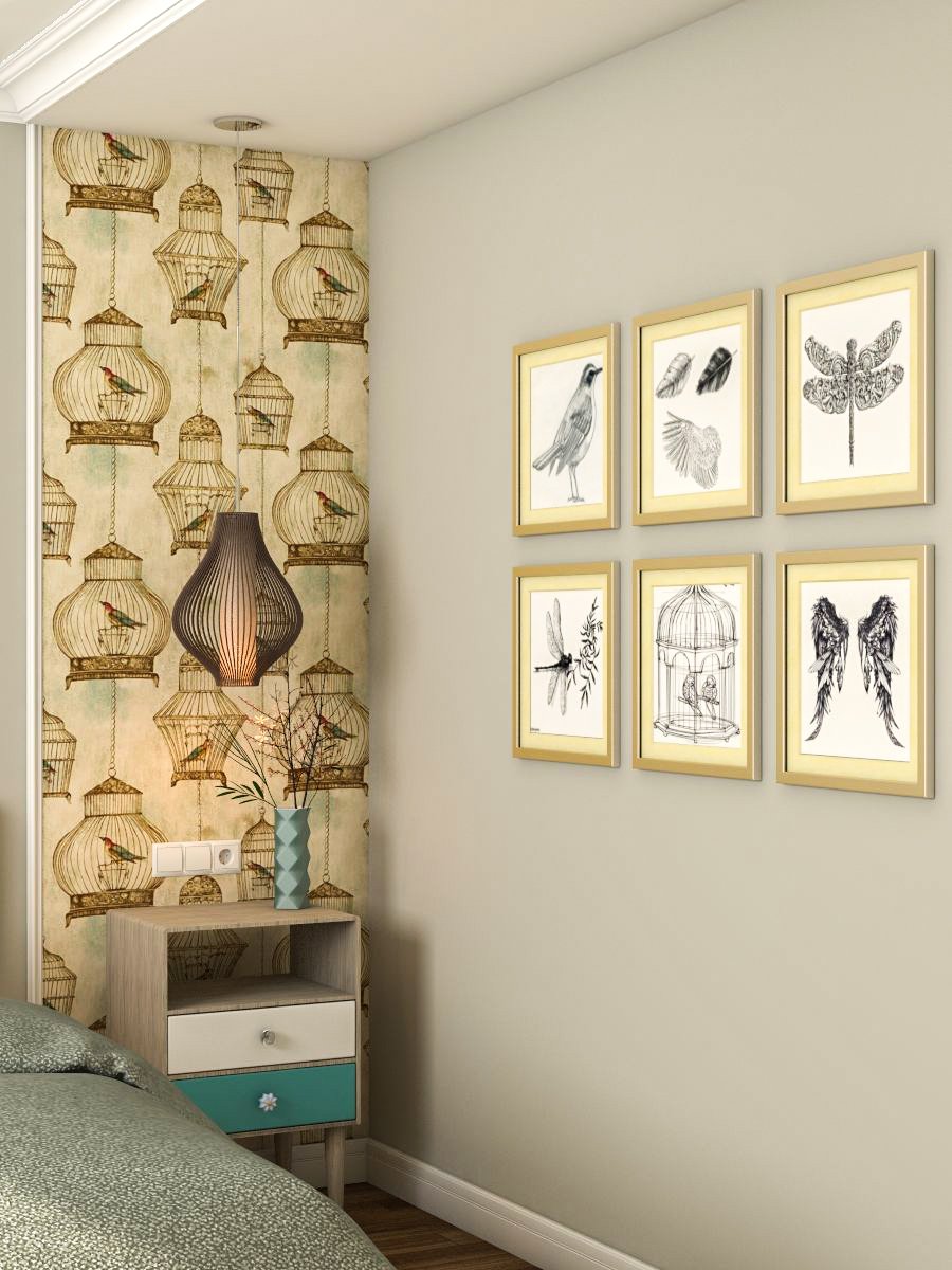 Фотография: Спальня в стиле Прованс и Кантри, Современный, Проект недели, Москва, Желтый, Серый, Катерина Жукова, новостройка – фото на INMYROOM