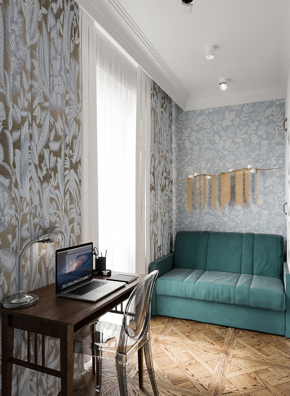 Фотография: Кабинет в стиле Современный, Кухня и столовая, Ванная, Гостиная, Спальня, Балкон, Квартира, Проект недели, 2 комнаты, 40-60 метров, ПРЕМИЯ INMYROOM – фото на INMYROOM