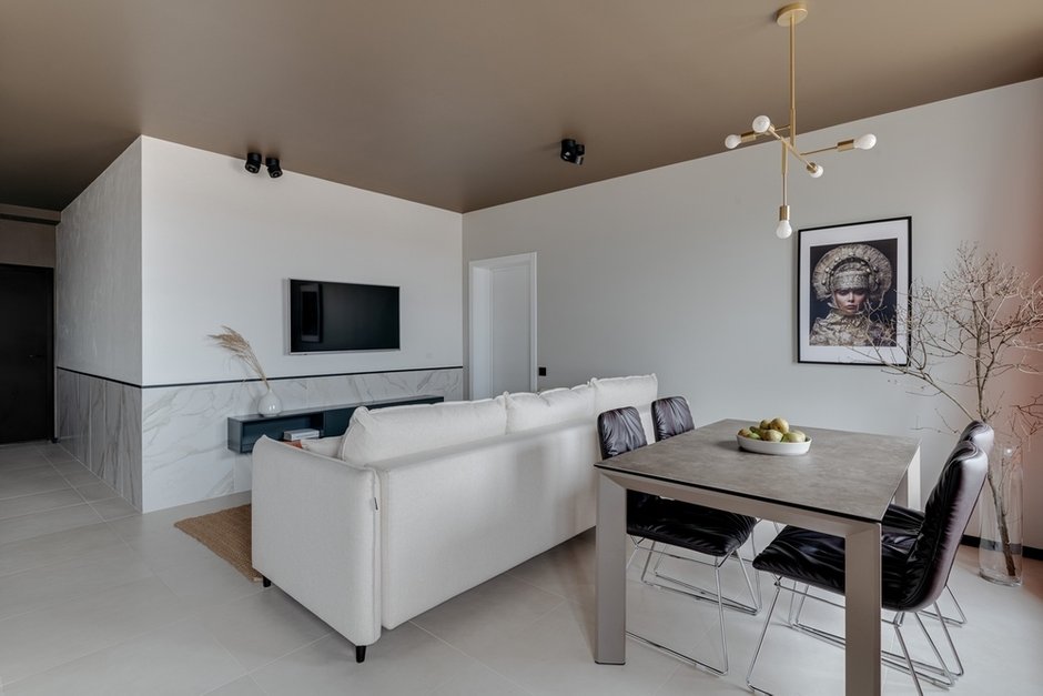 Фотография: Гостиная в стиле Современный, Эклектика, Квартира, Проект дня, Москва, Ольга Погорелова, 3 комнаты, 60-90 метров – фото на INMYROOM