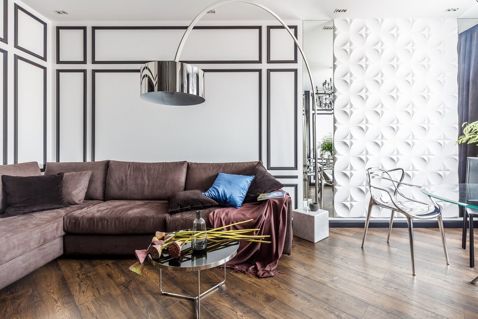 Фотография: Гостиная в стиле Современный, Лофт, Квартира, Проект недели, Краснодар, Монолитный дом, 2 комнаты, 60-90 метров, Ксения Демина – фото на INMYROOM