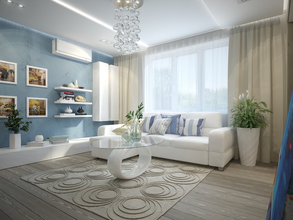 Фотография: Гостиная в стиле Современный, Квартира, Проект недели, Подольск, Мария Рублева, П-44, Панельный дом, 4 и больше, Более 90 метров – фото на INMYROOM