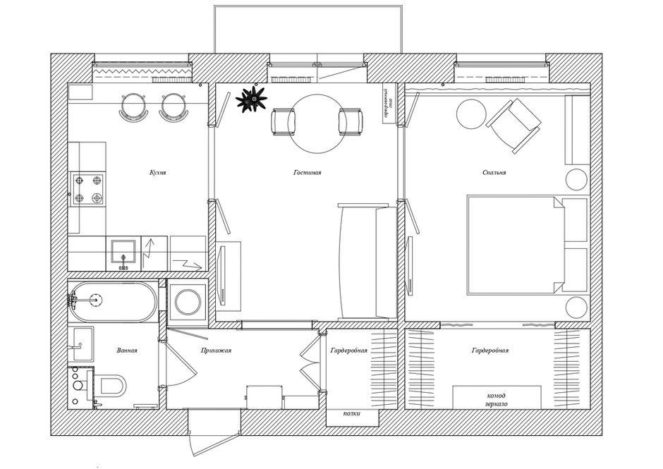 Фотография: Планировки в стиле , Современный, Квартира, Проект дня, Санкт-Петербург, 2 комнаты, 40-60 метров, Винтажный, Александра Якушенко – фото на INMYROOM
