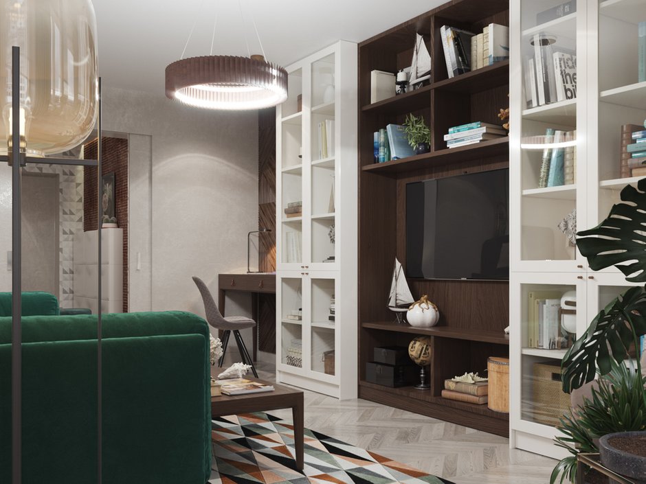 Фотография: Гостиная в стиле Современный, Квартира, Проект недели, Москва, Юлия Чернова, Кирпичный дом, 3 комнаты, 60-90 метров – фото на INMYROOM