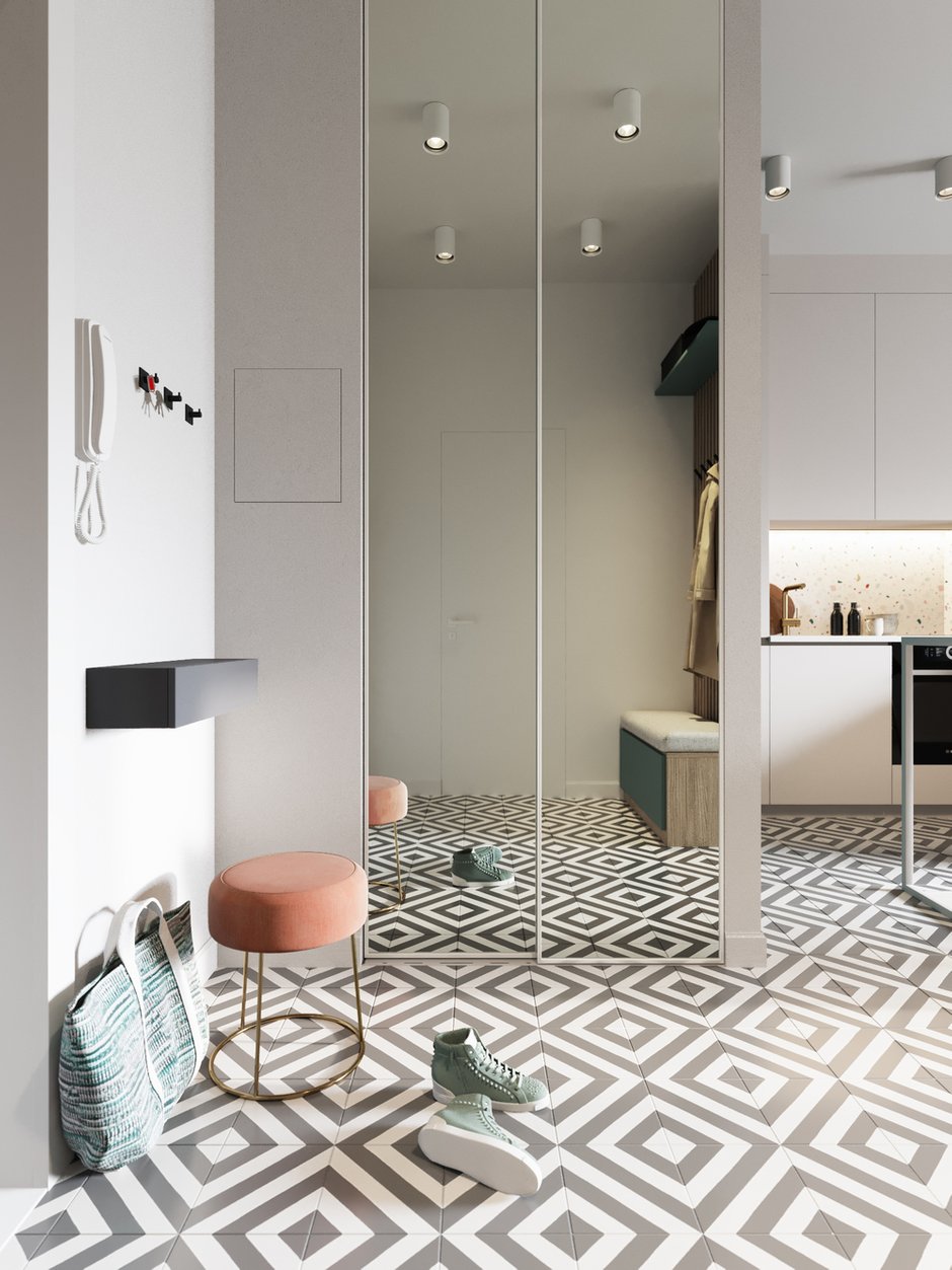 Фотография: Прихожая в стиле Скандинавский, Современный, Квартира, Перепланировка, Москва, 1 комната, 40-60 метров, Яна Грошева – фото на INMYROOM