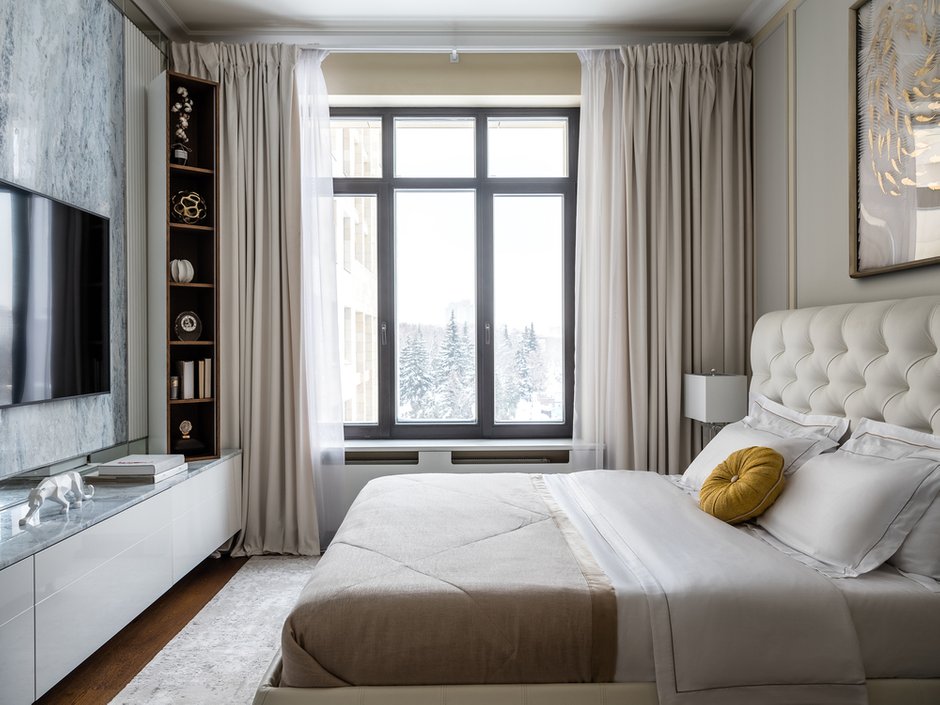 Фотография: Спальня в стиле Современный, Эклектика, Квартира, Проект недели, Москва, Более 90 метров, Юлия Бортневская – фото на INMYROOM