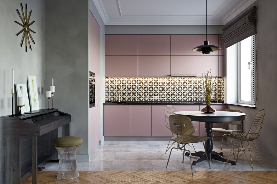 Фотография: Кухня и столовая в стиле Эклектика, Современный, Квартира, Проект недели, Москва, Артем Габриэльян, Кирпичный дом, 2 комнаты, 60-90 метров – фото на INMYROOM