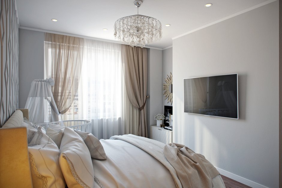 Фотография: Спальня в стиле Скандинавский, Современный, Квартира, Проект недели, Москва, Дарья Ельникова, Монолитный дом, 2 комнаты, 40-60 метров – фото на INMYROOM