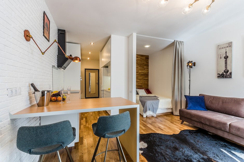 Фотография: Гостиная в стиле Скандинавский, Современный, Квартира, Студия, Проект недели, до 40 метров, Маргарита Фомина, Люберецкий район – фото на INMYROOM