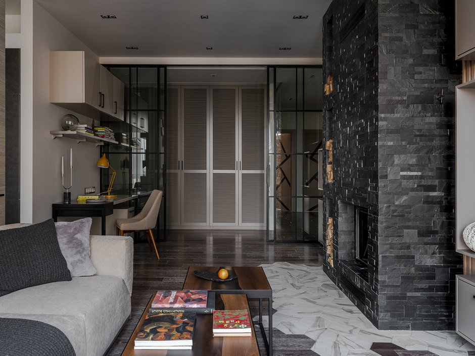 Фотография: Гостиная в стиле Современный, Квартира, Проект недели, Москва, Варвара Зеленецкая, Монолитный дом, 4 и больше, Более 90 метров – фото на INMYROOM