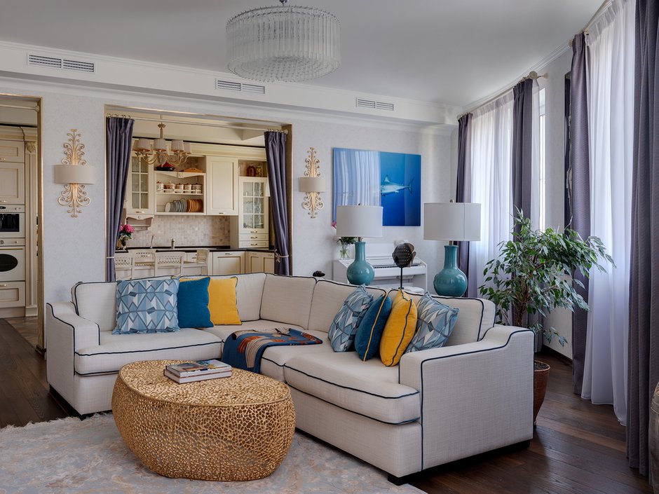 Фотография: Гостиная в стиле Современный, Эклектика, Квартира, Проект недели, Москва, 4 и больше, Более 90 метров, Наталья Мукасьян – фото на INMYROOM