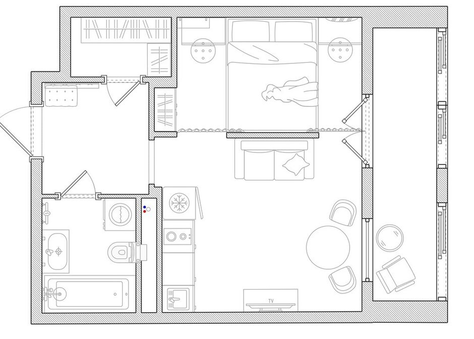 Фотография: в стиле , Малогабаритная квартира, Квартира, Студия, Проект дня, Москва, до 40 метров, малогабаритки, современный с элементами ретро, фото интерьера, дизайн интерьера фото, Светлана Немцова – фото на INMYROOM
