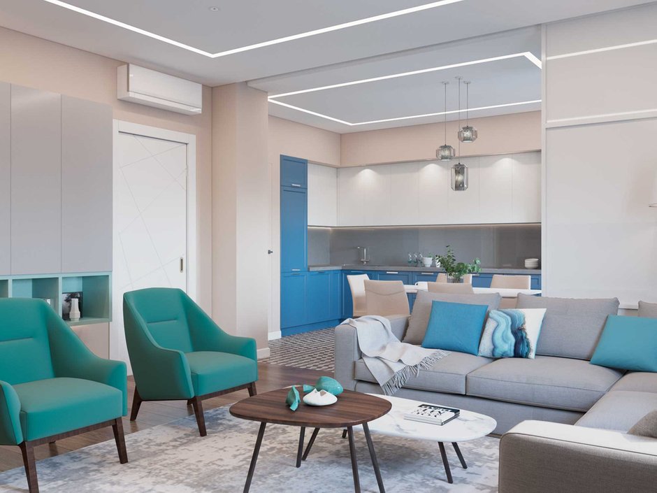 Фотография: Гостиная в стиле Современный, Квартира, Проект недели, Москва, Монолитный дом, 4 и больше, Более 90 метров, ЖК Ленинский – фото на INMYROOM