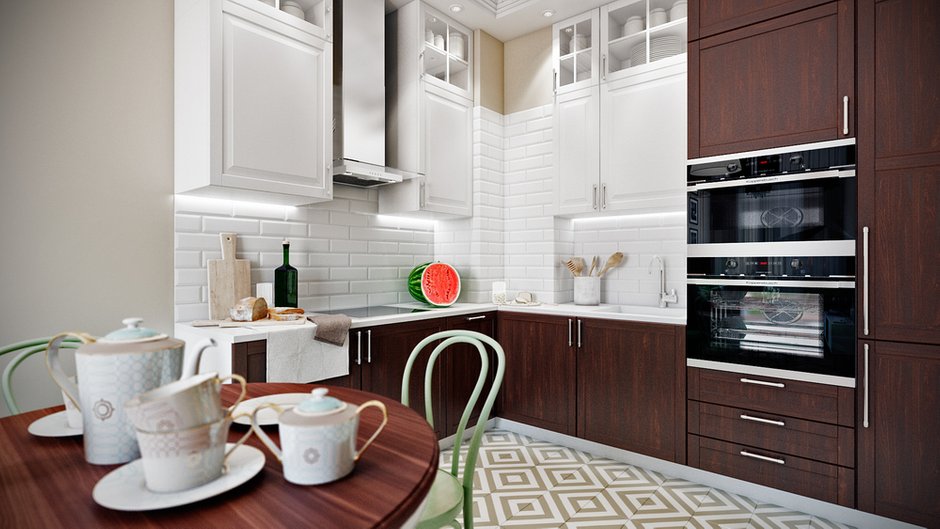 Фотография: Кухня и столовая в стиле Классический, Квартира, Проект недели, Co:Interior, сделать из однушки двушку, новостройка, ЖК «Водный», ПРЕМИЯ INMYROOM – фото на INMYROOM