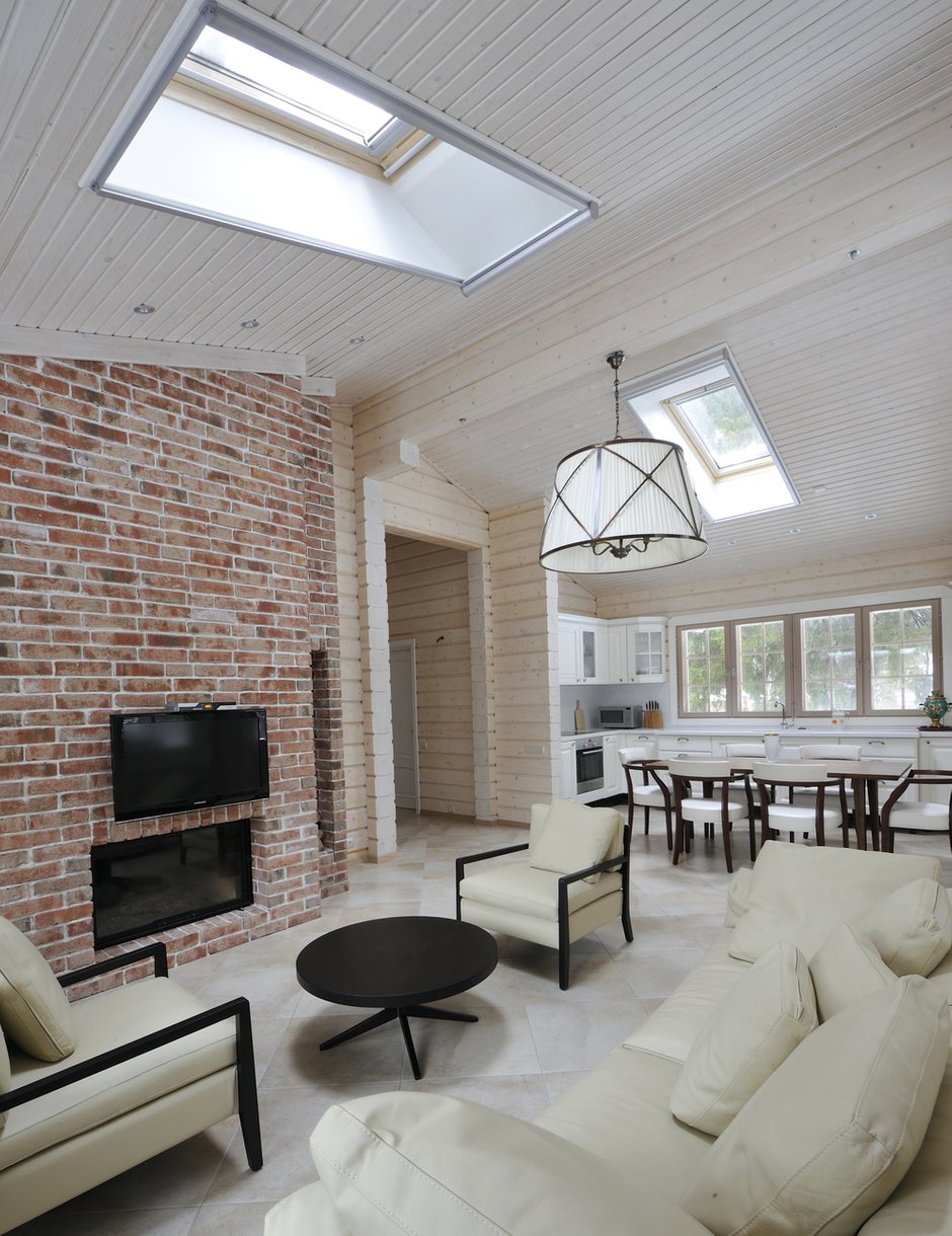 Фотография: Кухня и столовая в стиле Современный, Гостиная, Прованс и Кантри, Дом, Проект недели, Дача, Подмосковье, Московская область, Дмитровский район, до 40 метров, Юрий Зыбенко – фото на INMYROOM