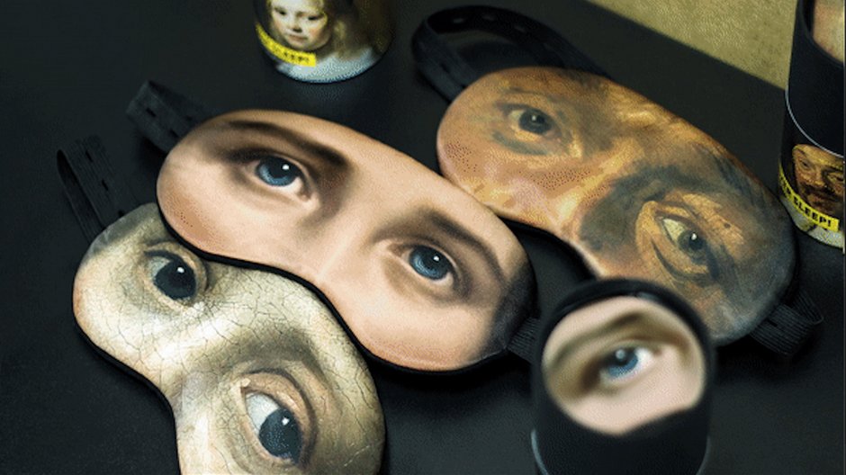 Маски для сна  «Masterpieces never sleep!». Дизайн: Леша Лимонов