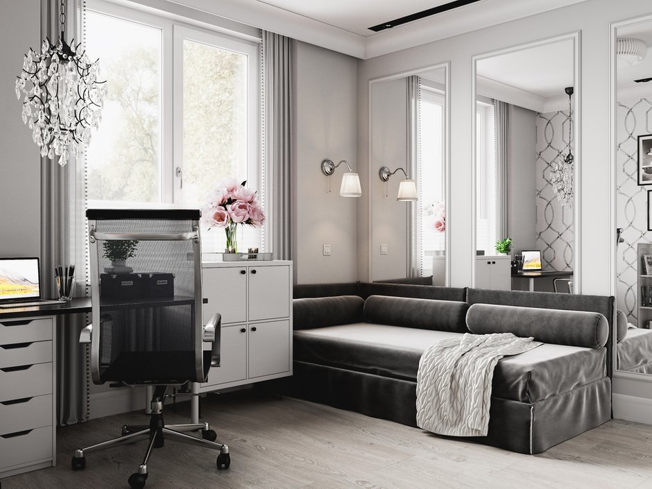 Фотография: Кабинет в стиле Классический, Современный, Квартира, Проект недели, Даша Ухлинова, Зеленоград, ГМС-1, 2 комнаты, 40-60 метров – фото на INMYROOM