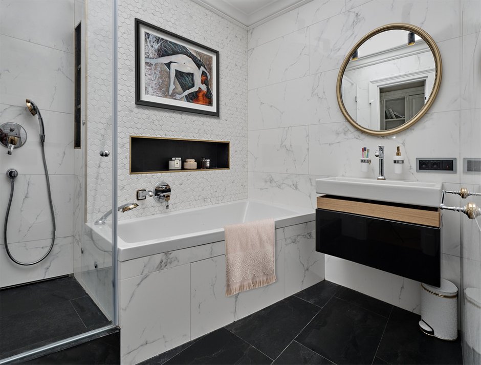 Фотография: Ванная в стиле Современный, Эклектика, Квартира, Проект недели, Москва, 4 и больше, Более 90 метров, Александра Останкова – фото на INMYROOM