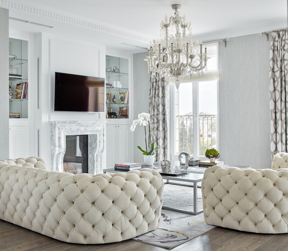 Фотография: Гостиная в стиле Классический, Современный, Проект недели, Пентхаус, Минск, Монолитный дом, 2 комнаты, Более 90 метров, #эксклюзивныепроекты, «Бахарев и партнеры» – фото на INMYROOM