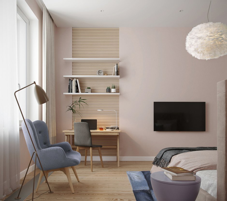 Фотография: Спальня в стиле Современный, Скандинавский, Квартира, Проект дня, Москва, Монолитный дом, 3 комнаты, Более 90 метров, Юлия Кандыбей, ЖК «Дом на Мосфильмовской» – фото на INMYROOM