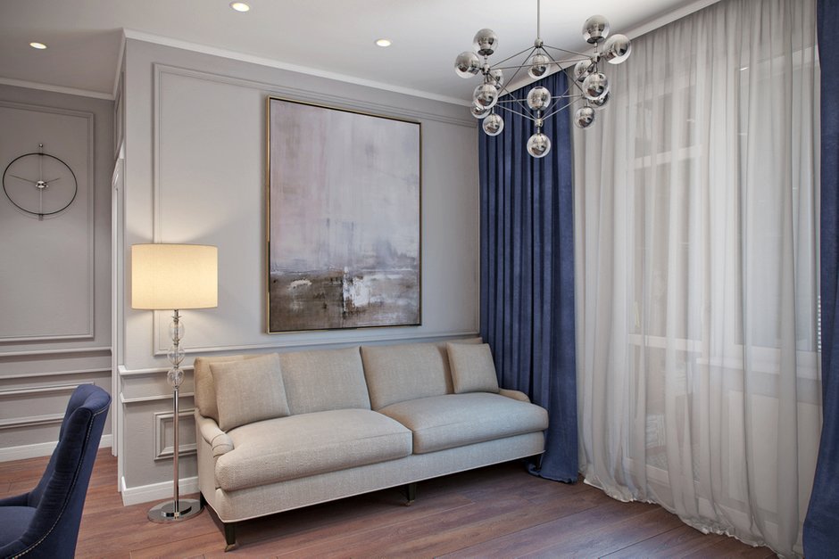 Фотография: Гостиная в стиле Современный, Квартира, Проект недели, Москва, Дарья Ельникова, Монолитный дом, 2 комнаты, 40-60 метров – фото на INMYROOM