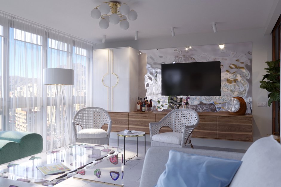 Фотография: Гостиная в стиле Современный, Эклектика, Квартира, Испания, Белый, Проект дня, 2 комнаты, 40-60 метров, Бенидорм, Сергей Рынденкин – фото на INMYROOM