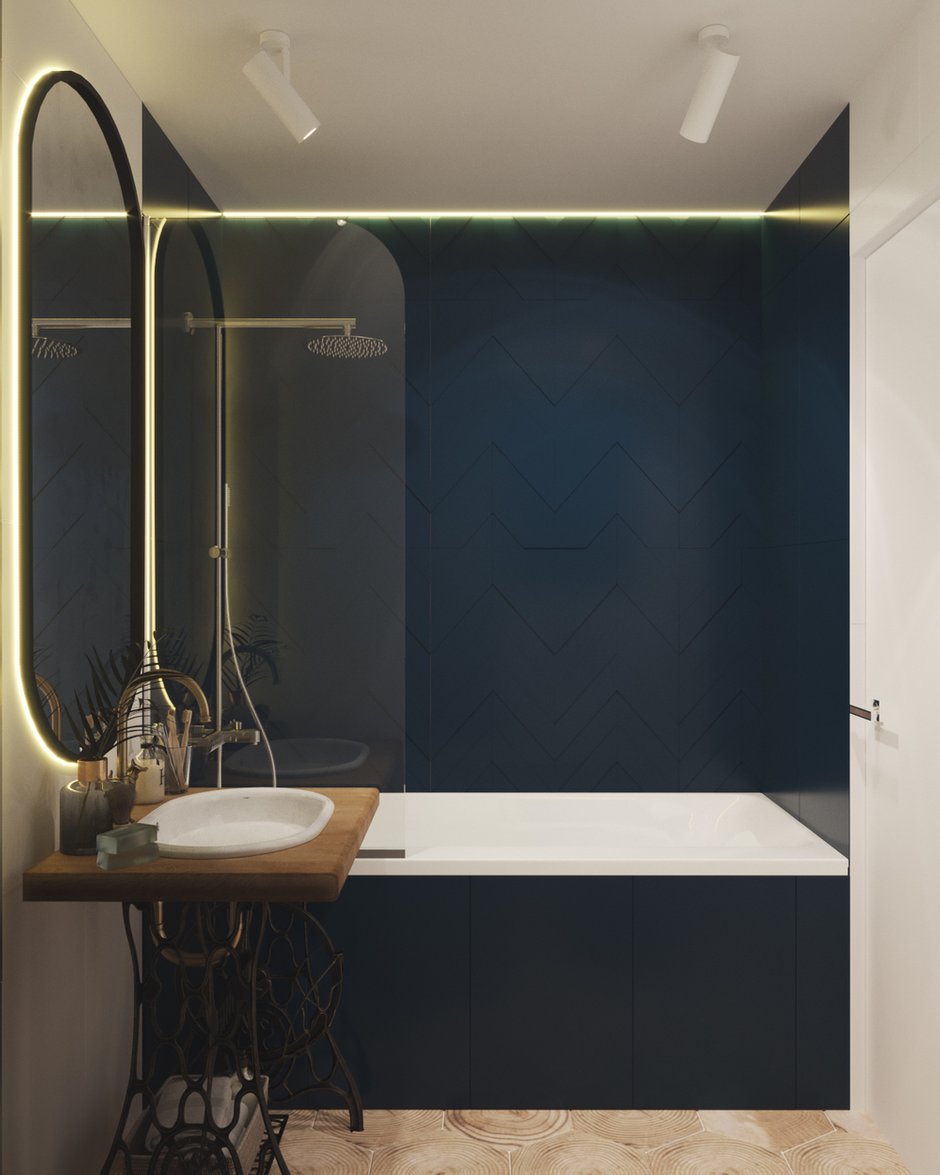 Фотография: Ванная в стиле Современный, Квартира, Проект недели, Москва, Юлия Чернова, Кирпичный дом, 3 комнаты, 60-90 метров – фото на INMYROOM