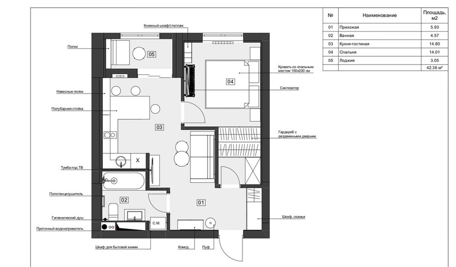 Фотография: Планировки в стиле , Лофт, Современный, Квартира, Проект недели, Москва, Екатерина Попова, 1 комната, 40-60 метров, Ирина Бородина – фото на INMYROOM