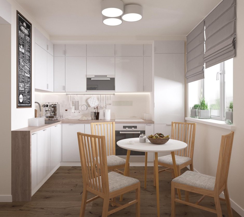 Фотография: Кухня и столовая в стиле Скандинавский, Малогабаритная квартира, Квартира, Проект недели, Москва, П-55, 1 комната, до 40 метров, Екатерина Саламандра, Бюро «Общая Площадь» – фото на INMYROOM