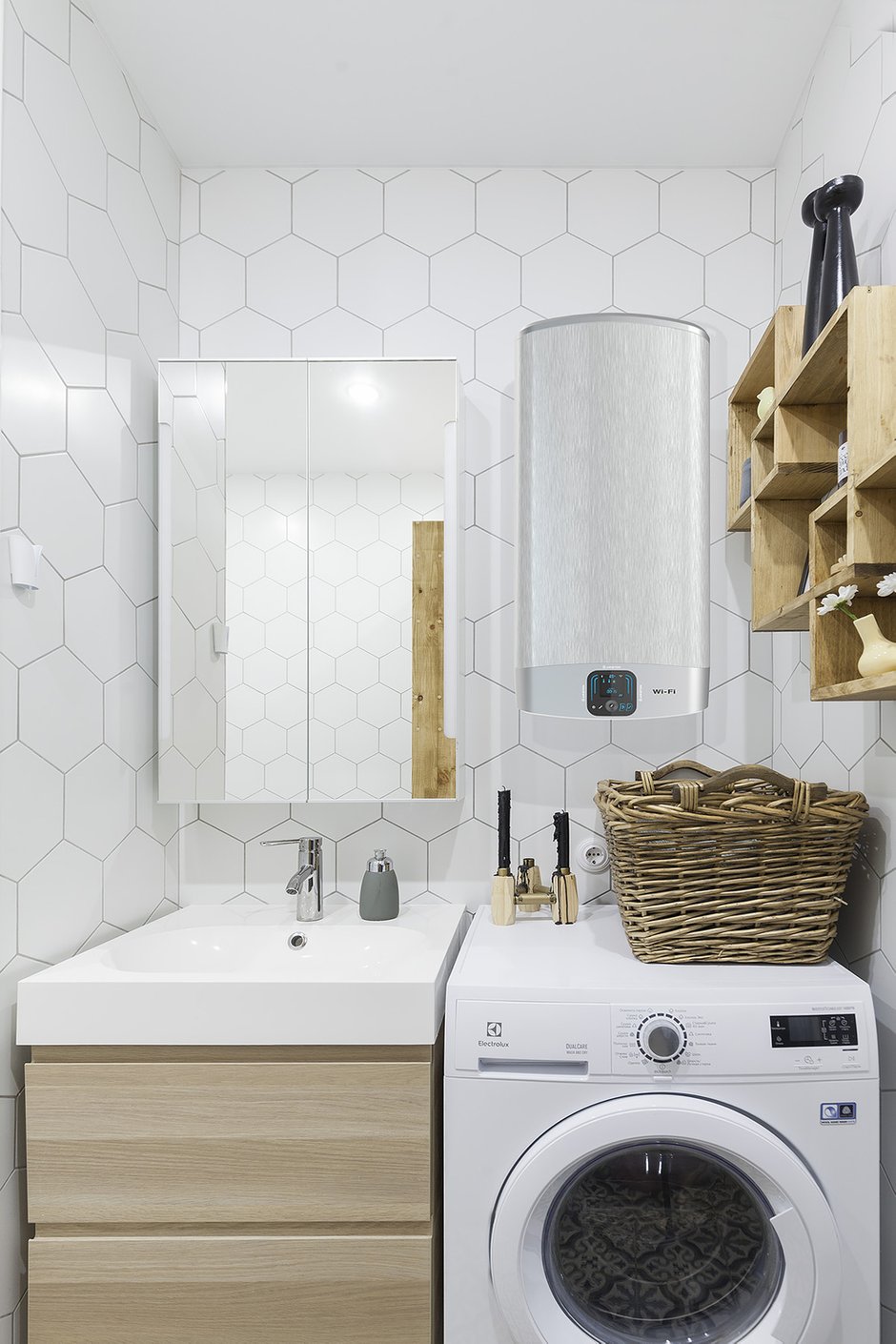 Фотография: Ванная в стиле Скандинавский, Квартира, Проект дня, Подмосковье, Герой InMyRoom, Красногорск, 2 комнаты, 40-60 метров, Монолитно-кирпичный, ЖК «Арт» – фото на INMYROOM