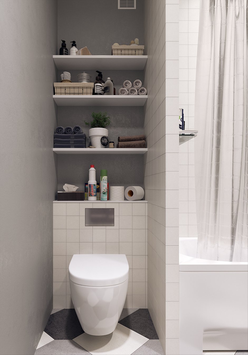 Фотография: Ванная в стиле Скандинавский, Квартира, Проект недели, Смоленск, Кирпичный дом, 1 комната, 40-60 метров, Анна Багрова, ПРЕМИЯ INMYROOM – фото на INMYROOM