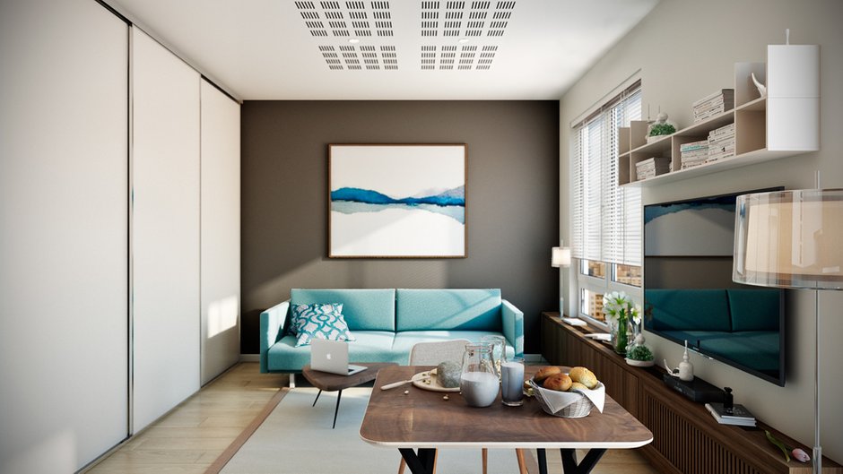 Фотография: Гостиная в стиле Современный, Квартира, Проект недели, Москва, квартира холостяка, Co:Interior, новостройка – фото на INMYROOM