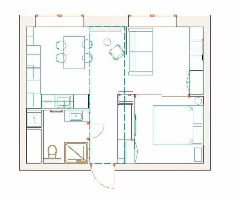 Фотография: Планировки в стиле , Современный, Квартира, Проект недели, Москва, 2 комнаты, 40-60 метров, Your Space – фото на INMYROOM