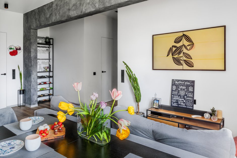 Фотография: Гостиная в стиле Современный, Квартира, Проект недели, Москва, 4 и больше, 60-90 метров, Спецпроект – фото на INMYROOM