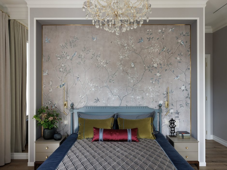 Фото: Спальня в стиле Классика, Модерн, Квартира, Проект дня, Санкт-Петербург, Кирпичный дом, Более 90 метров, модерн с элементами классики и роскоши, Наталья Шмидт – фото на INMYROOM