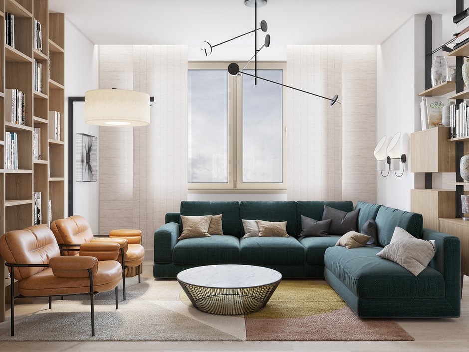 Фотография: Гостиная в стиле Современный, Квартира, Проект недели, Москва, Анастасия Туганова, Монолитный дом, 3 комнаты, Более 90 метров, ЖК «Велтон парк», Studio 25 – фото на INMYROOM