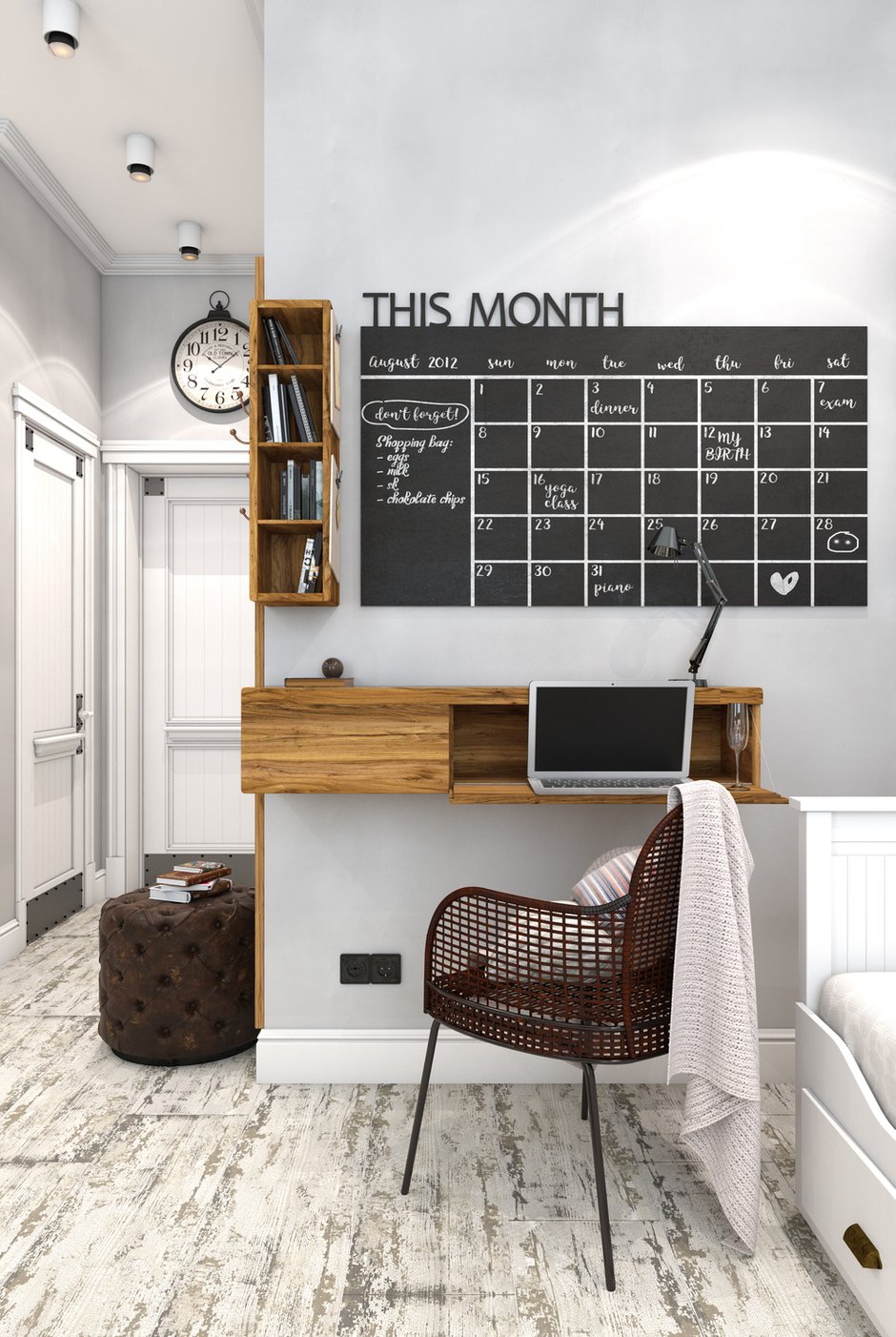 Фотография: Кабинет в стиле Скандинавский, Малогабаритная квартира, Квартира, Марина Саркисян, 1 комната, до 40 метров – фото на INMYROOM