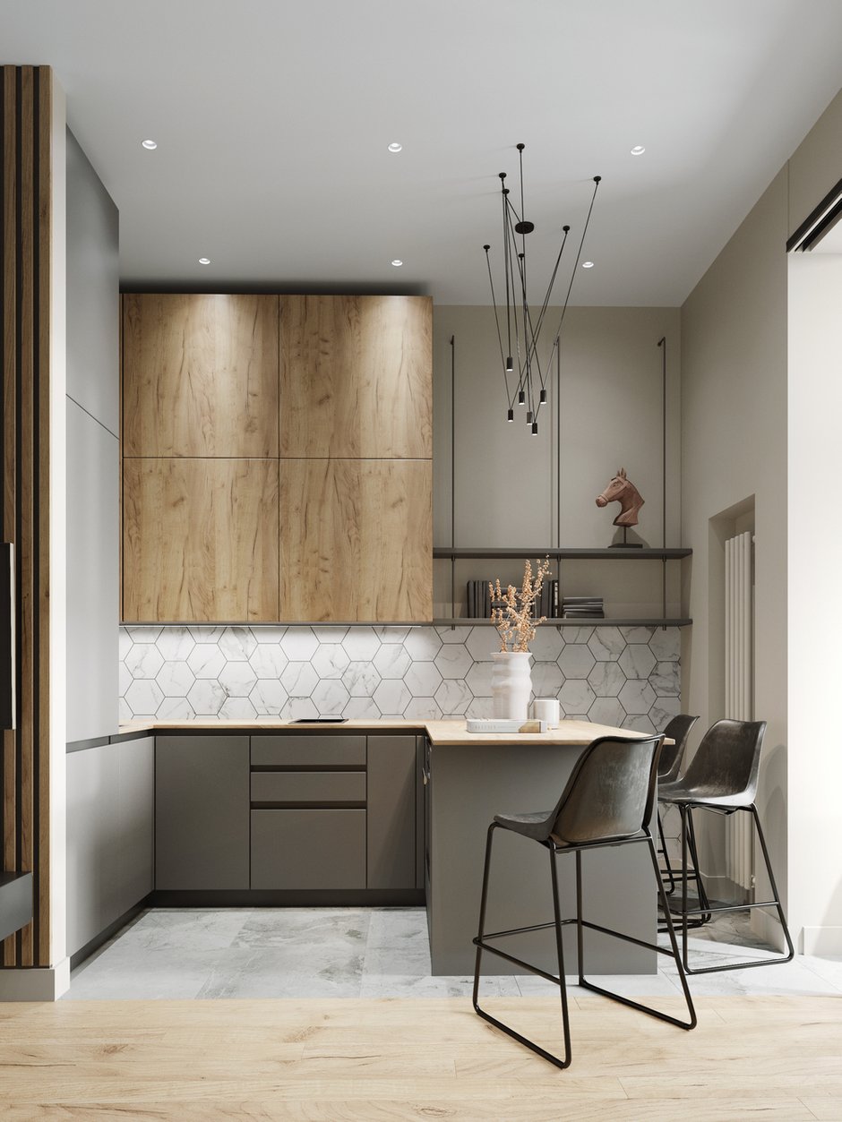 Фотография: Кухня и столовая в стиле Современный, Лофт, Квартира, Проект недели, Москва, Екатерина Попова, 1 комната, 40-60 метров, Ирина Бородина – фото на INMYROOM