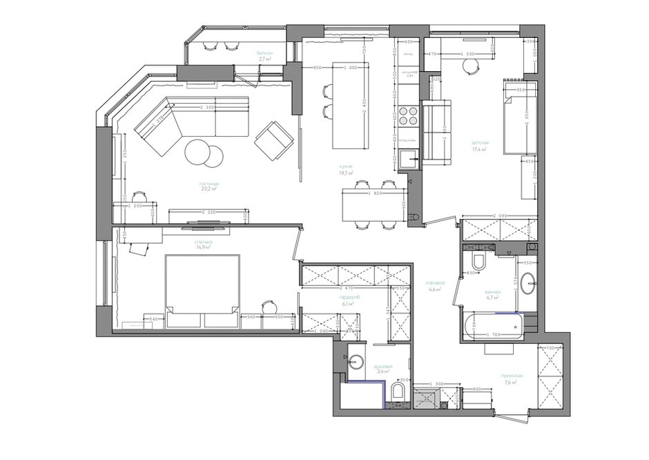 План с расстановкой мебели
