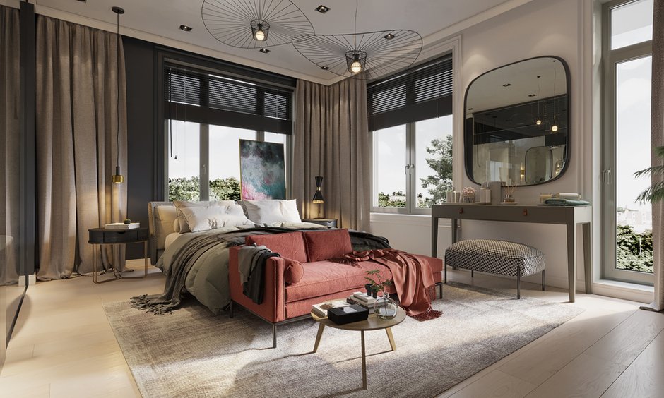 Фотография: Спальня в стиле Современный, Квартира, Проект недели, Санкт-Петербург, 4 и больше, Более 90 метров, Монолитно-кирпичный, Яна Грошева, Диана Бганова, ПРЕМИЯ INMYROOM – фото на INMYROOM