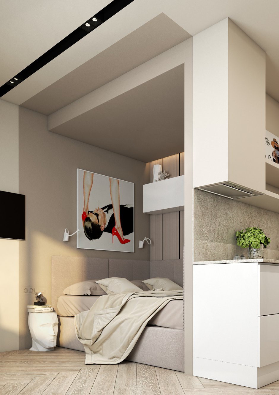 Фотография: Спальня в стиле Современный, Квартира, Студия, Перепланировка, Москва, до 40 метров, Ольга Катюк – фото на INMYROOM