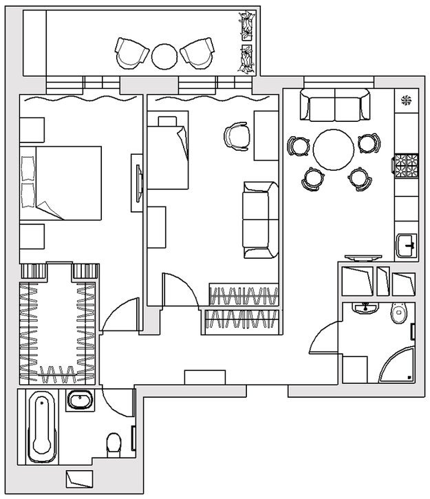 Фотография: Планировки в стиле , Балкон, Интерьер комнат – фото на INMYROOM