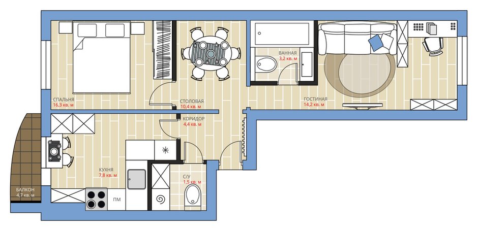 Фотография: Планировки в стиле , Кухня и столовая, Квартира, Перепланировка, Анастасия Киселева, Максим Джураев, Панельный дом, 2 комнаты, 40-60 метров, 1-55 – фото на INMYROOM
