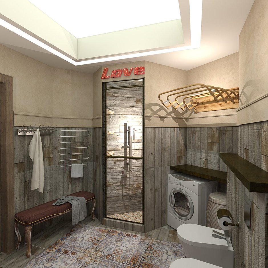 Фотография: Ванная в стиле Прованс и Кантри, Лофт, Квартира, Проект недели, Челябинск, новостройка, Анна Серскова, ЙОХ architects, Монолитный дом, 2 комнаты, 60-90 метров – фото на INMYROOM